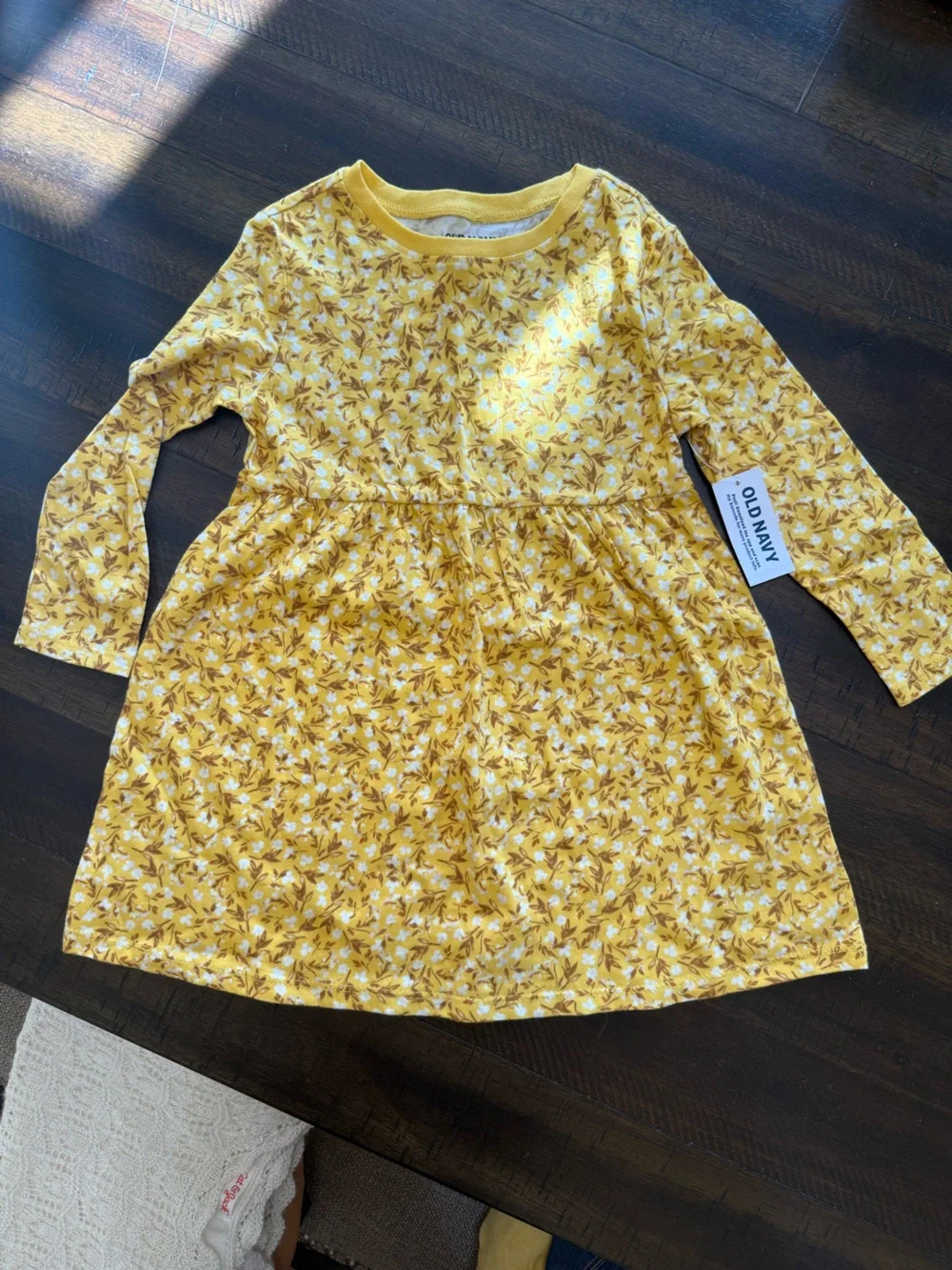 Old Navy Yellow Floral Long Sleeve Girls Dress